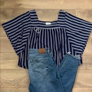 Universal Thread Navy Striped Blouse